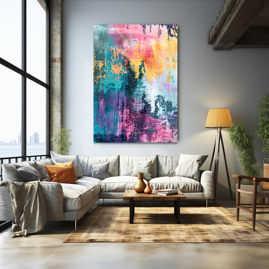Minimalist Boho Wall Art — abstract canvas print in blue tones, view 3