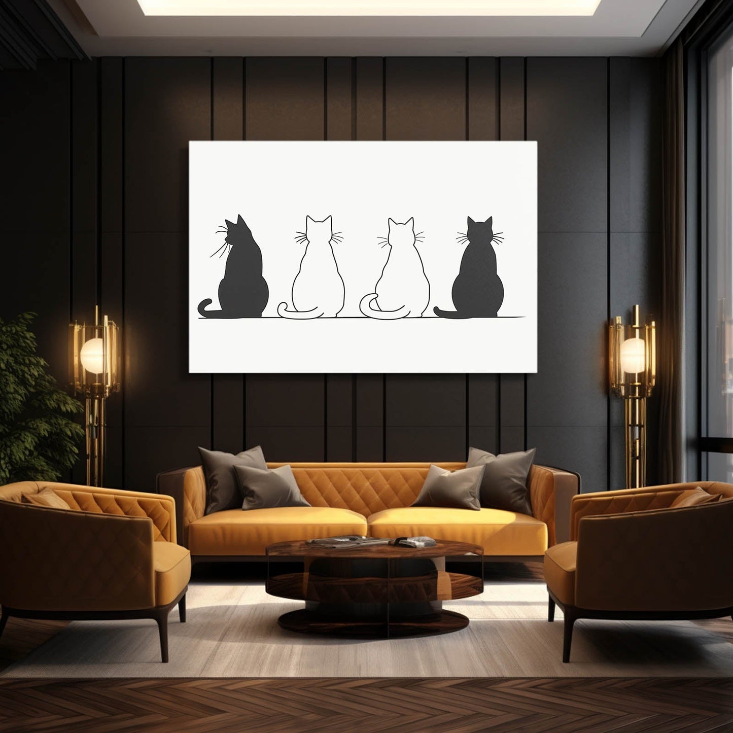 Minimalist Cats Line Cat Wall Art