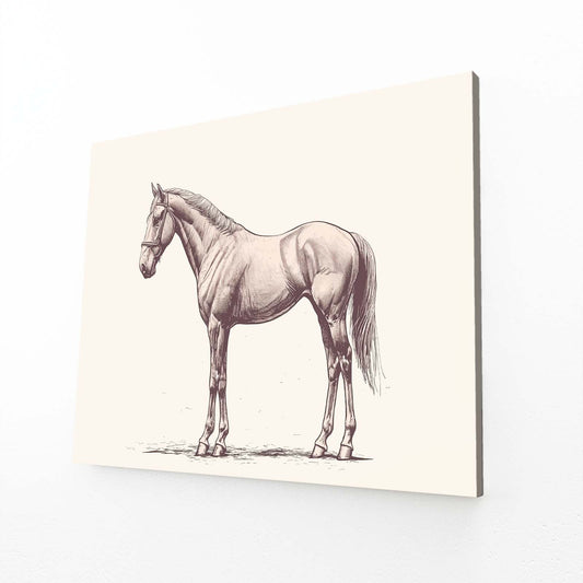 Minimalist Horse Wall Art – angled canvas view on white background