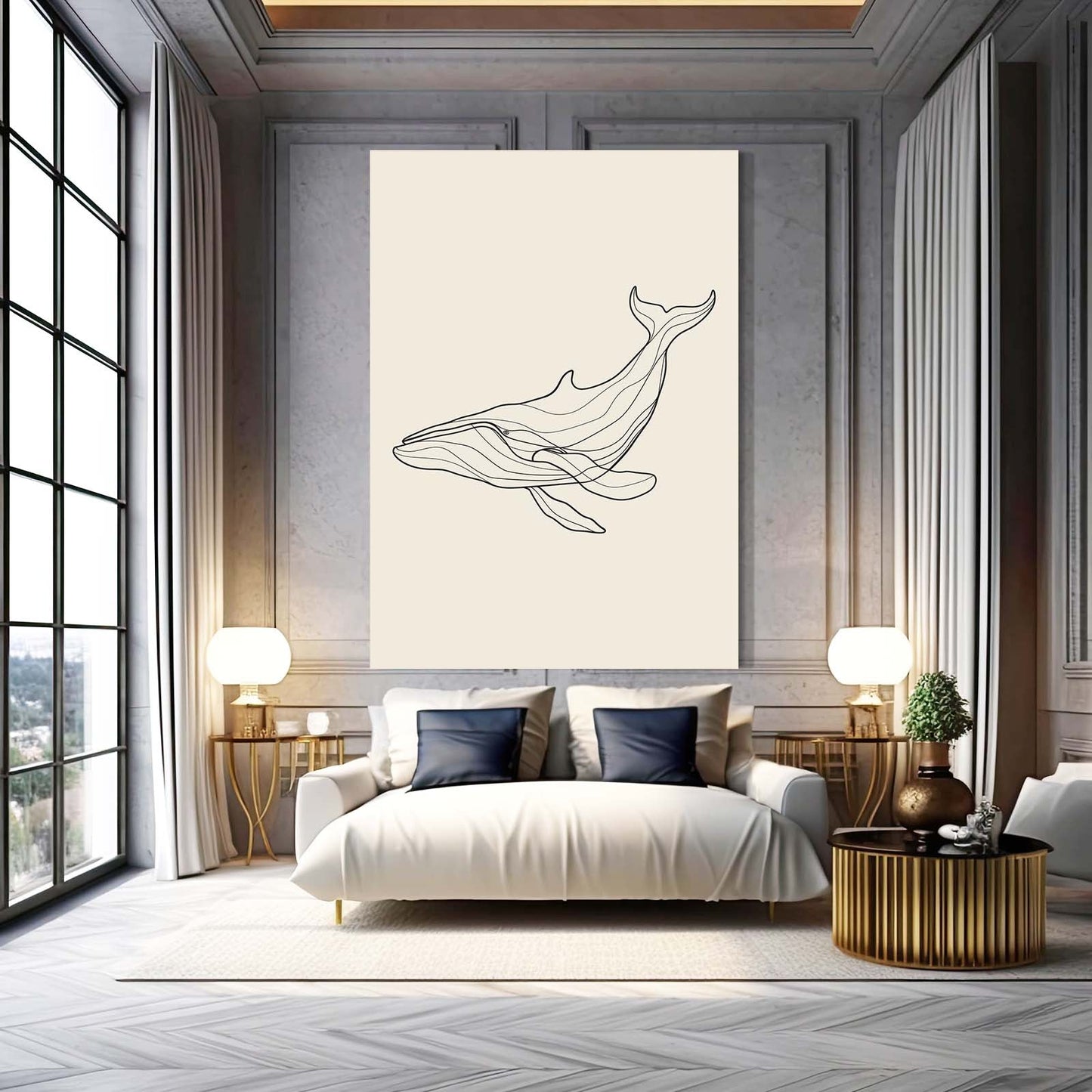 Minimalist Line Art Whale
