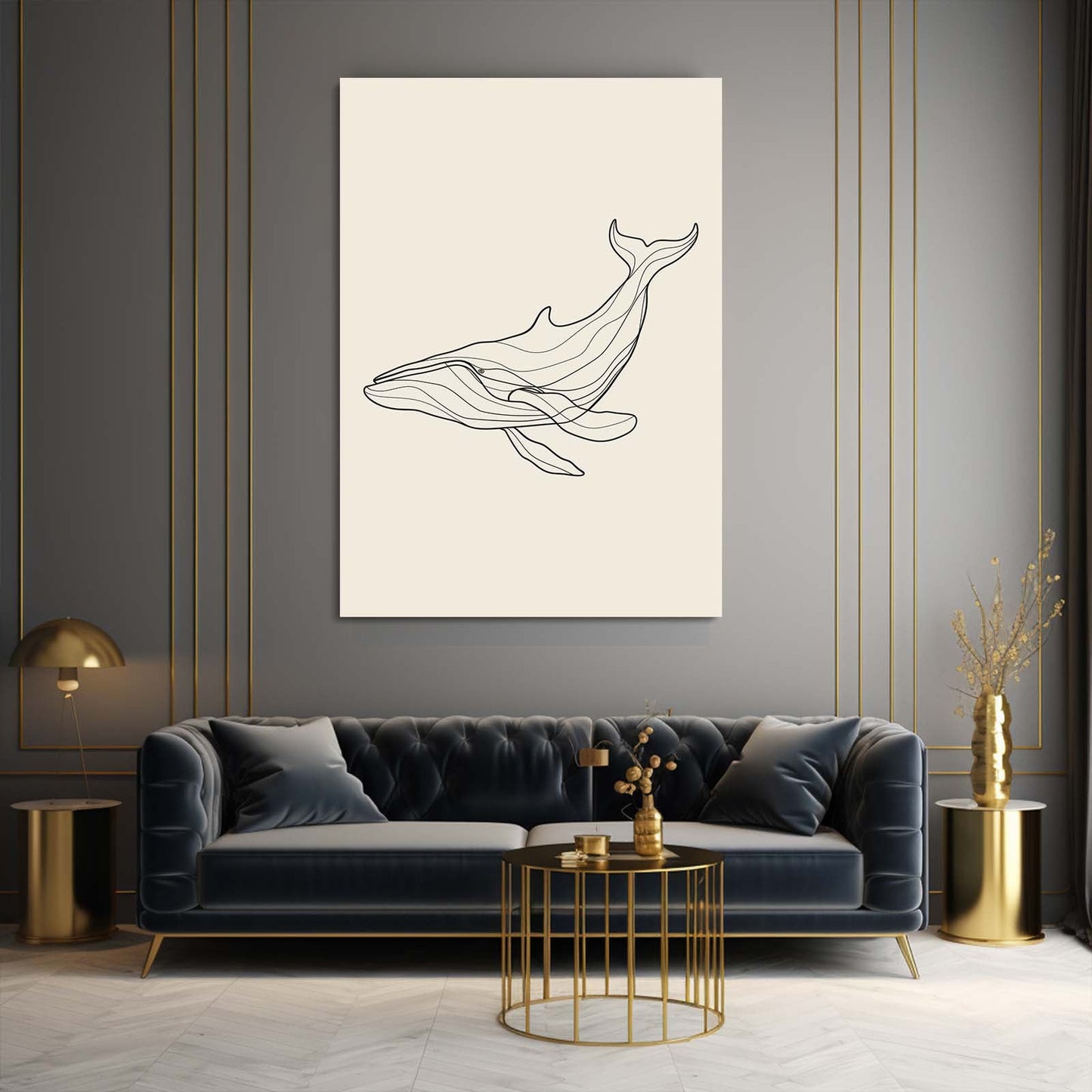 Minimalist Line Art Whale