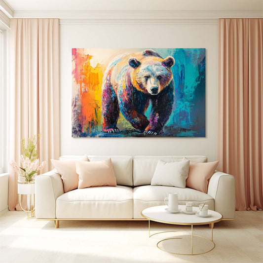 Modern Bear Art — abstract canvas print in blue tones, view 3
