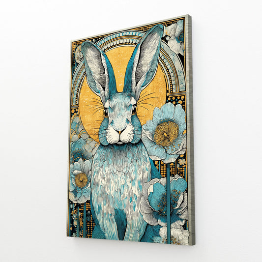 Modern Bunny Canvas – angled canvas view on white background