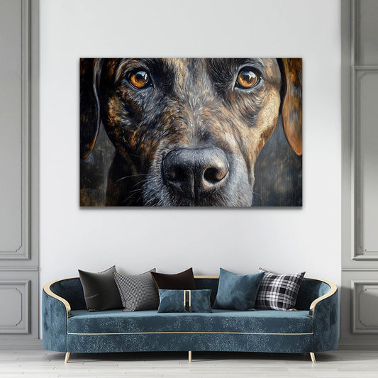 Modern Dog Artwork — contemporary canvas print in gray tones, view 3