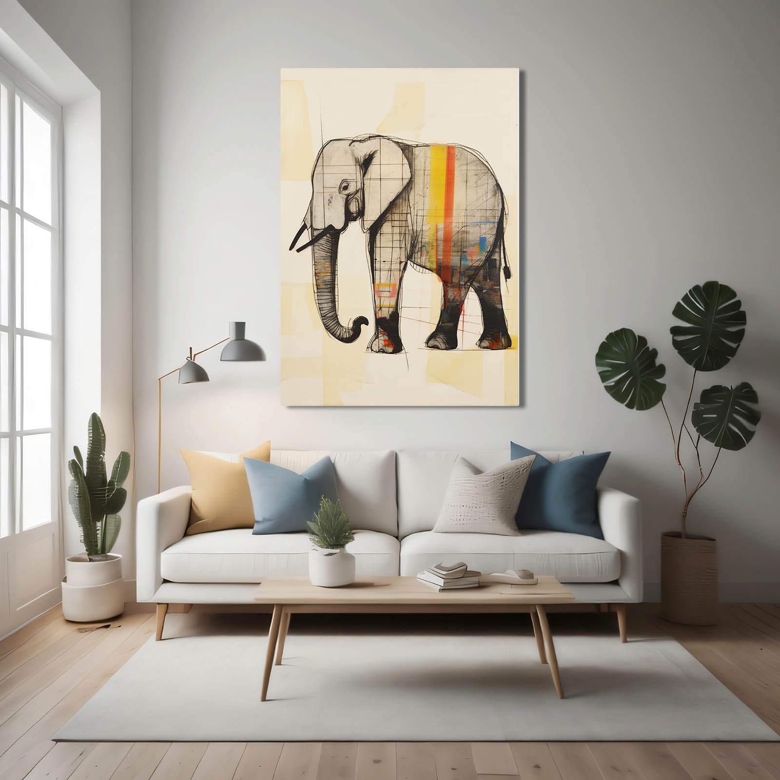 Modern Line Art Elephant