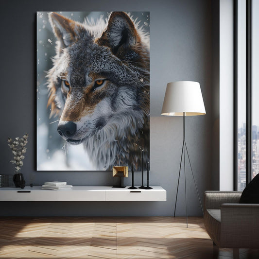Modern Wolf Art — nature canvas print in gray tones, view 3