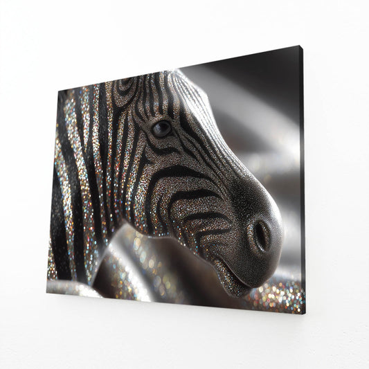 Modern Zebra Art – angled canvas view on white background