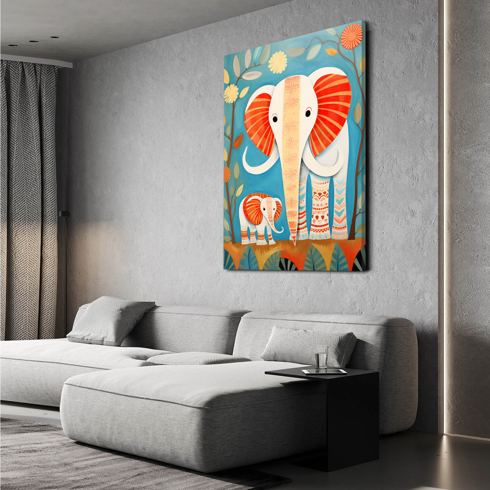 Mom Elephant Family Art