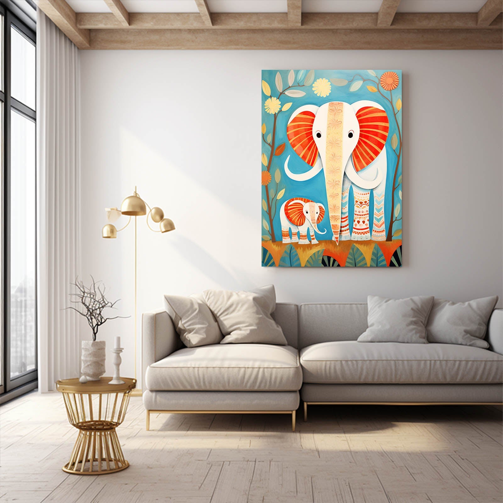 Mom Elephant Family Art