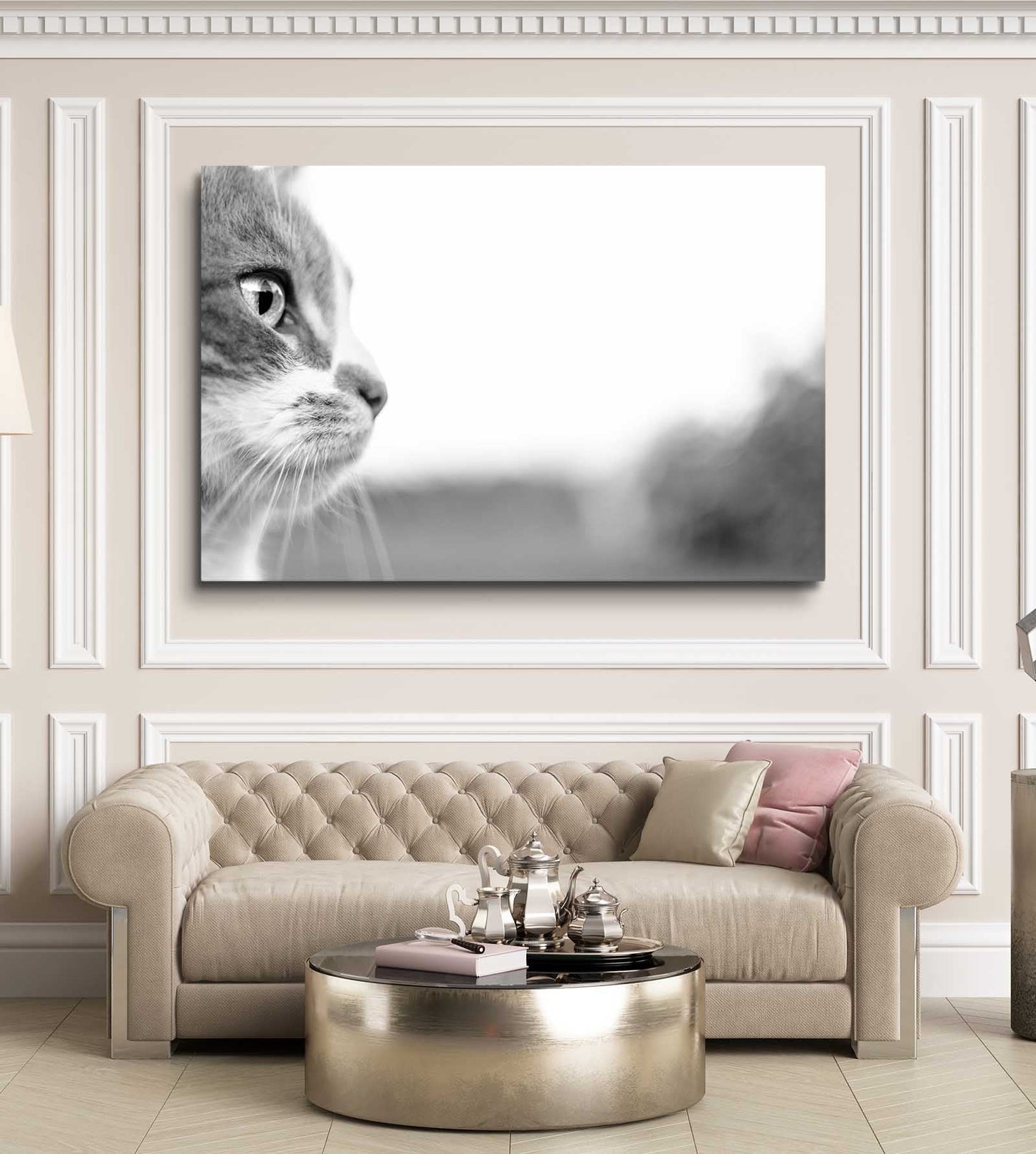 Monochrome Gaze Cat Wall Art