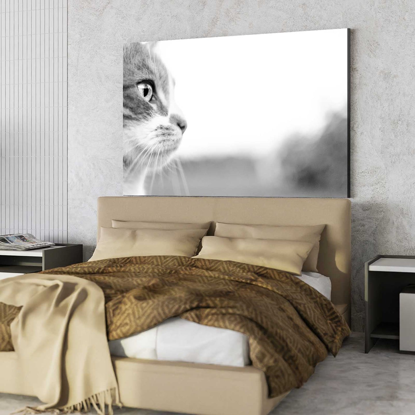 Monochrome Gaze Cat Wall Art