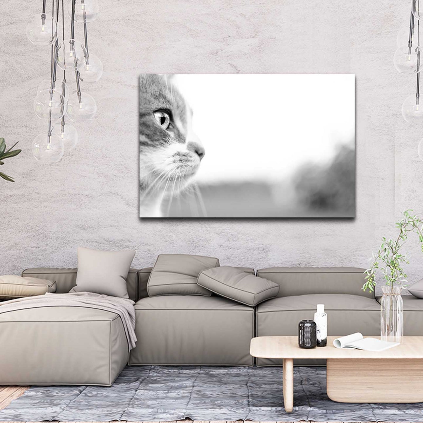 Monochrome Gaze Cat Wall Art