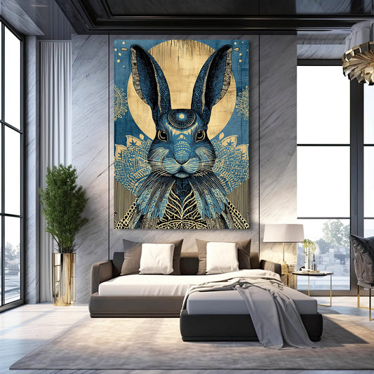 Moon Bunny Prints – angled canvas view on white background