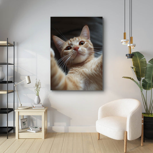 Morning Stretch Wall Art Cat — photography canvas print in brown tones, view 3