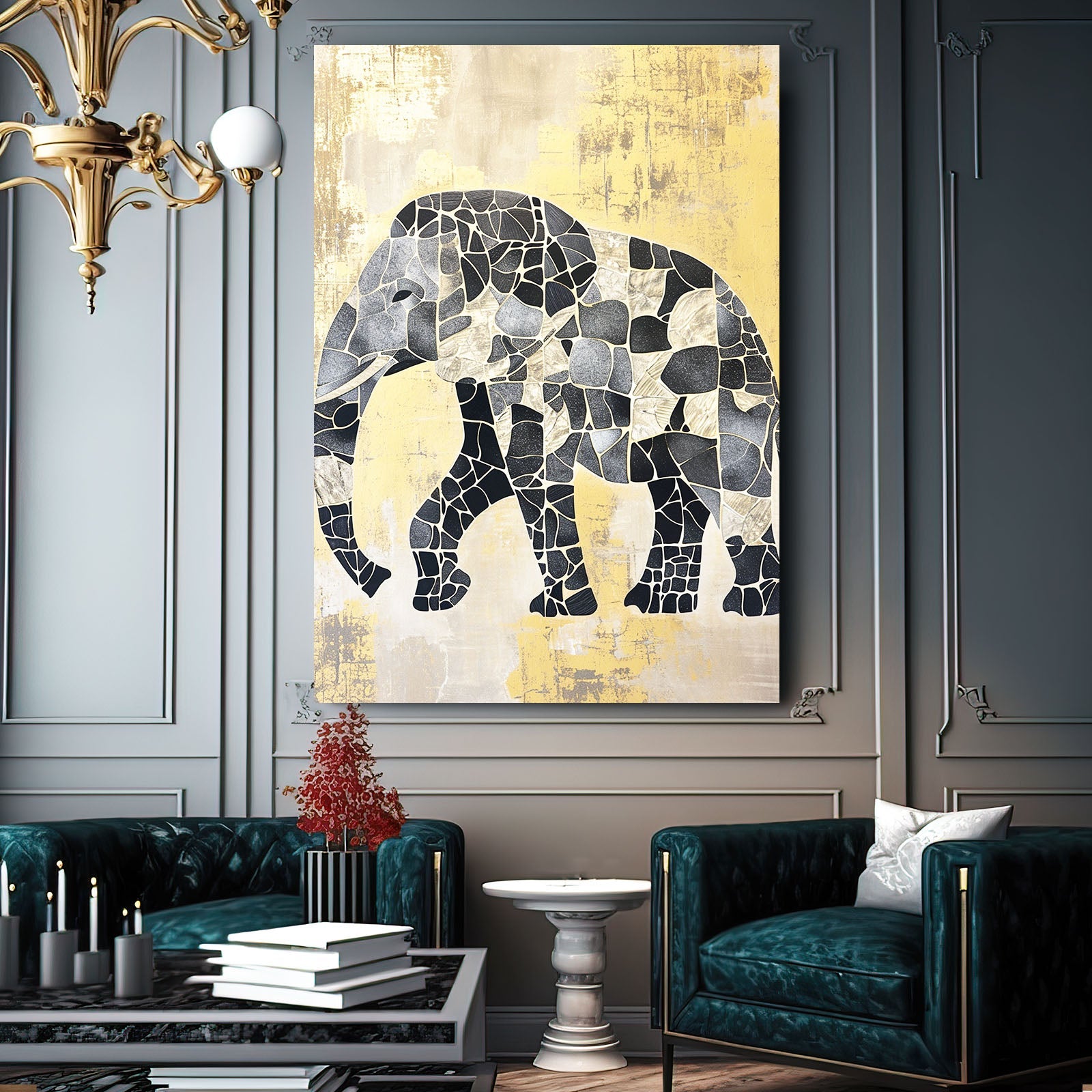 Mosaic Pattern Elephant Art