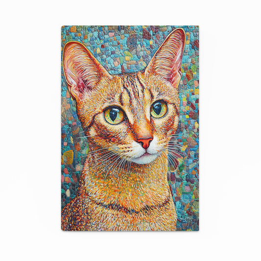 Mosaic Style Wall Art Cat — mosaic canvas print in orange tones, canvas print on white background