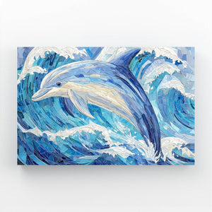 Mosaic Wave Dolphin Wall Decor