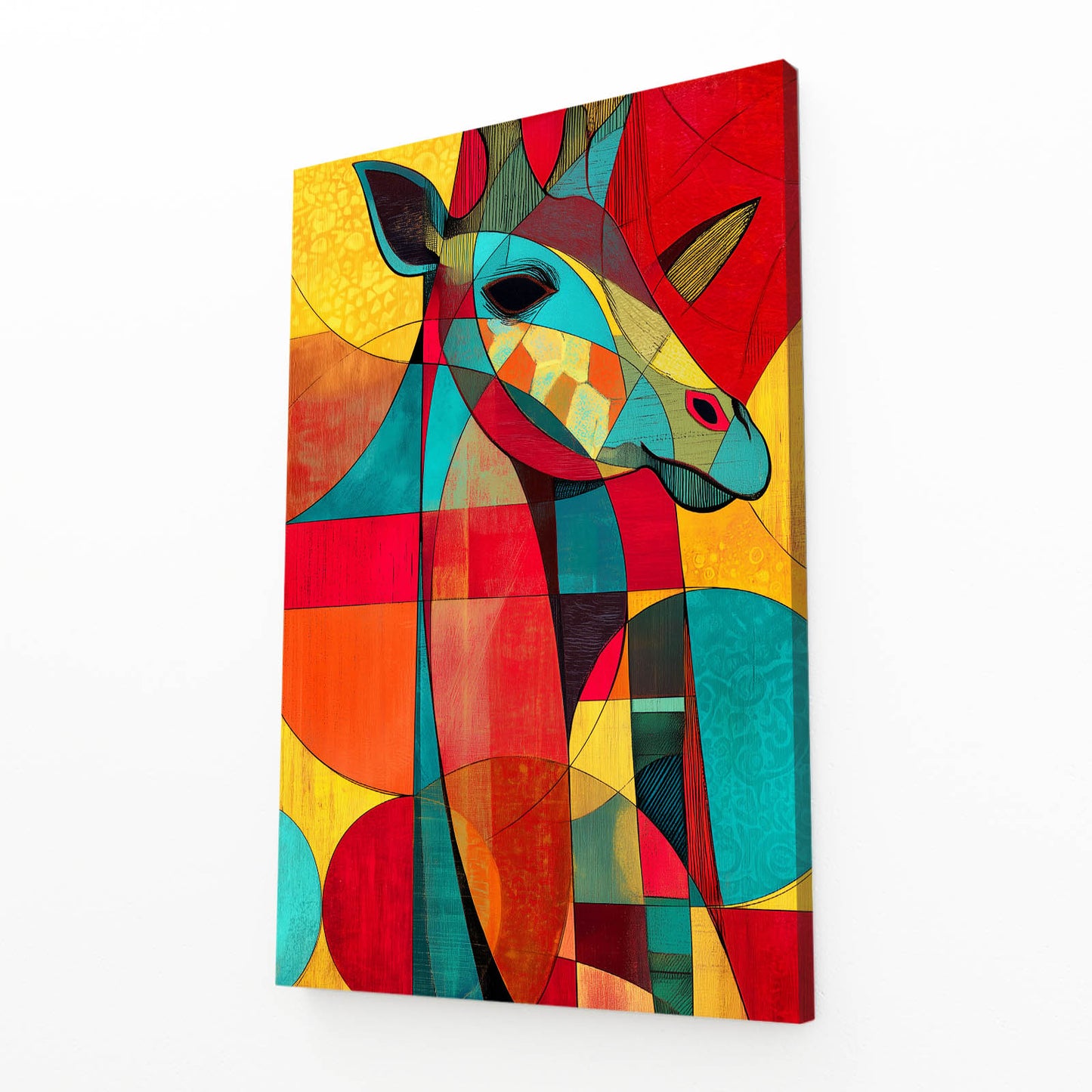 Colorful abstract painting of a horse on a white background