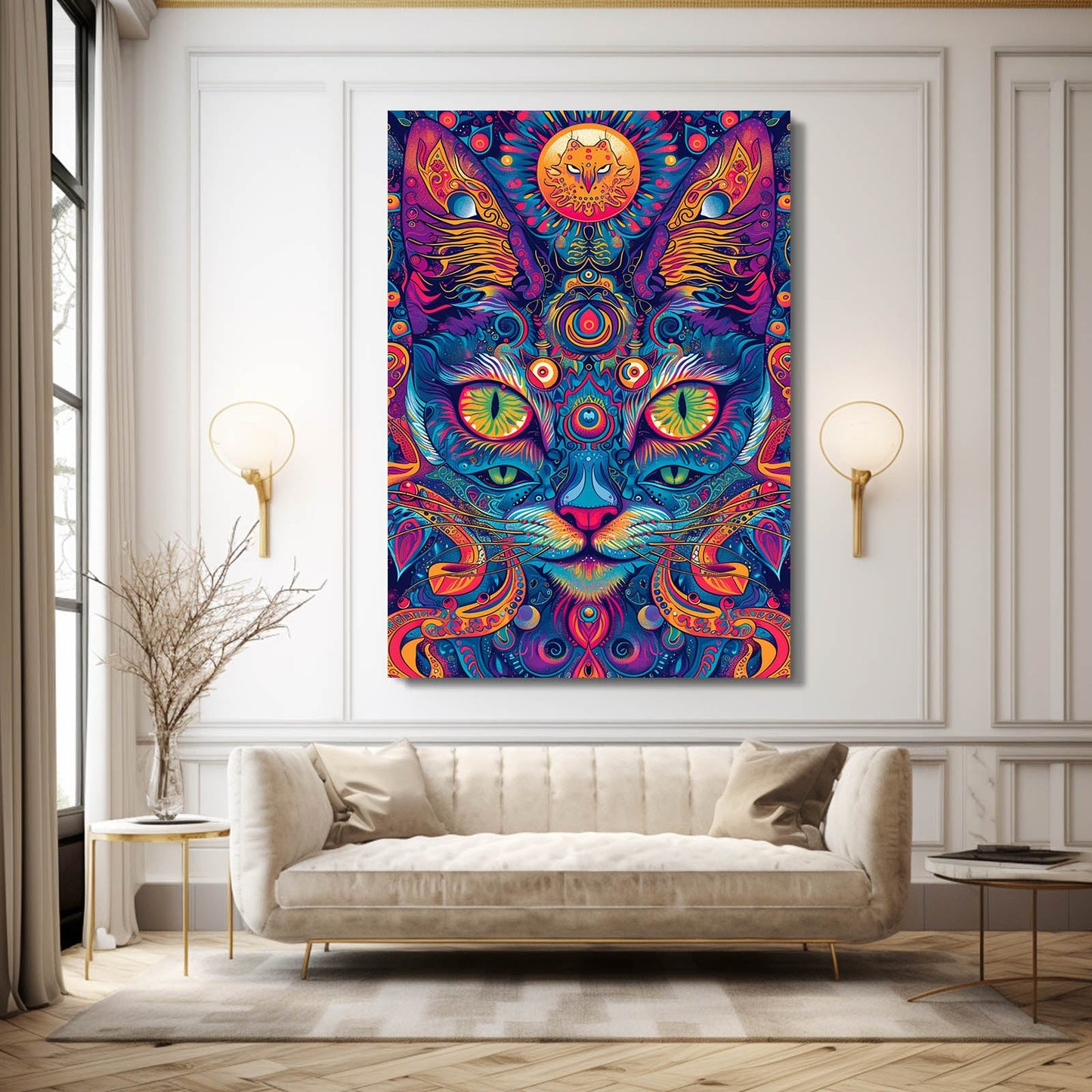 Mystic Cat Mandala Art