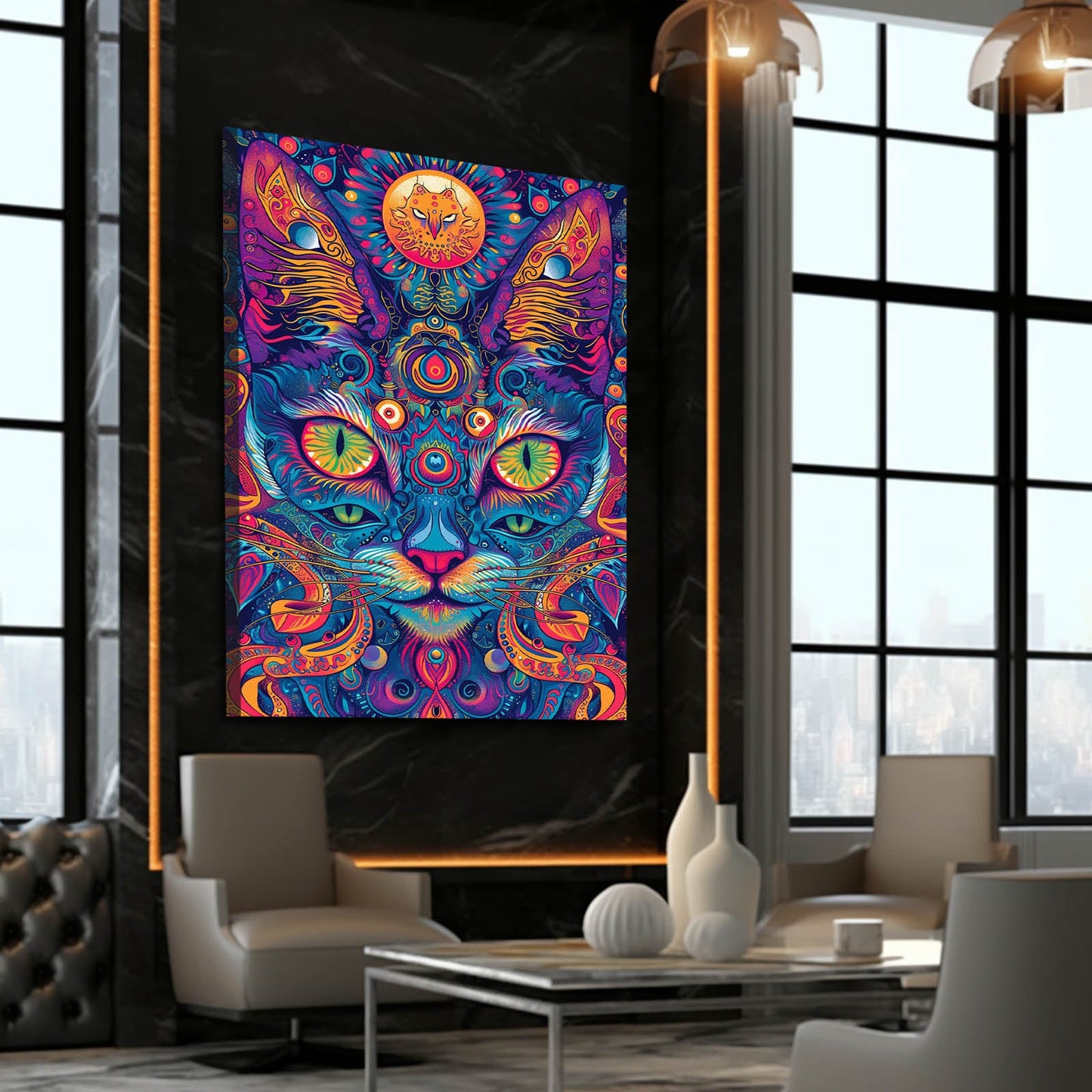 Mystic Cat Mandala Art
