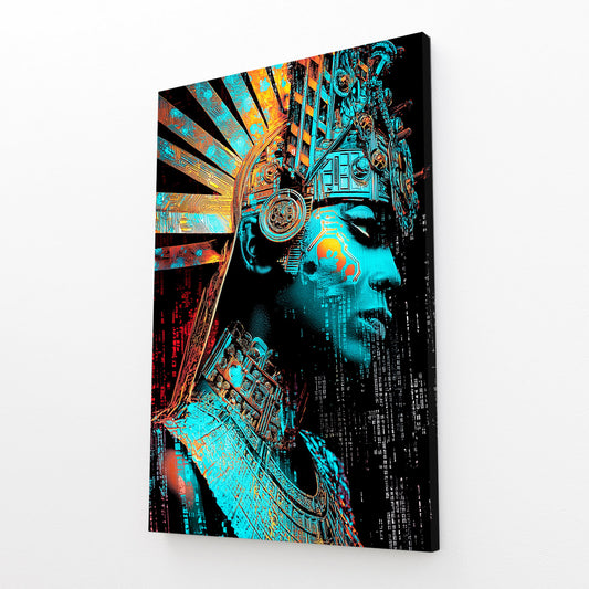 Mystic Pharaoh Moon Egyptian Canvas – angled canvas view on white background