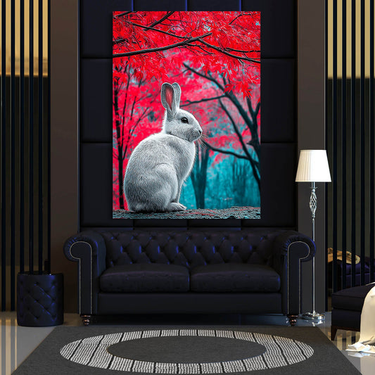 Nature Bunny Wall Art – angled canvas view on white background