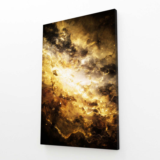 Nebula Gold Cloud Wall Art – angled canvas view on white background