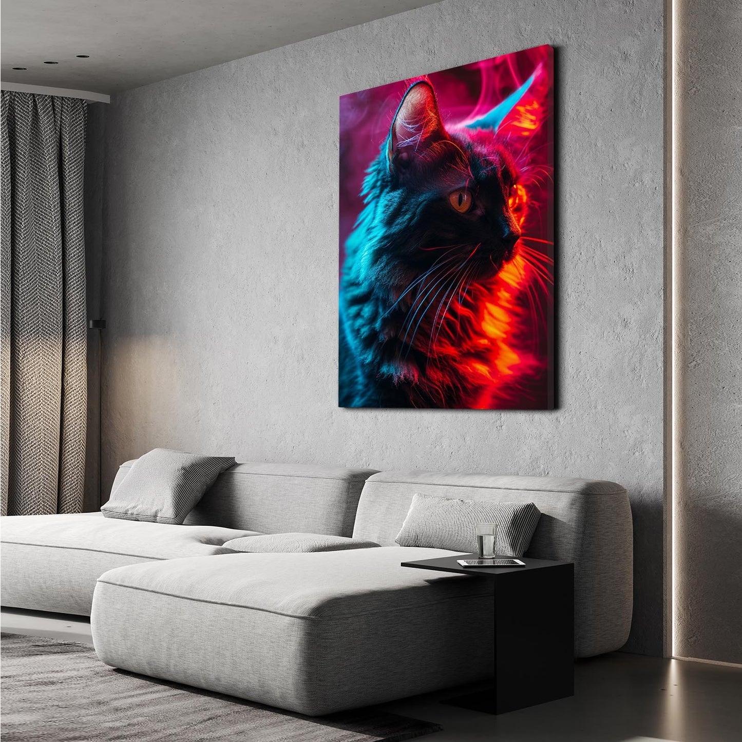 Neon Cat Wall Art