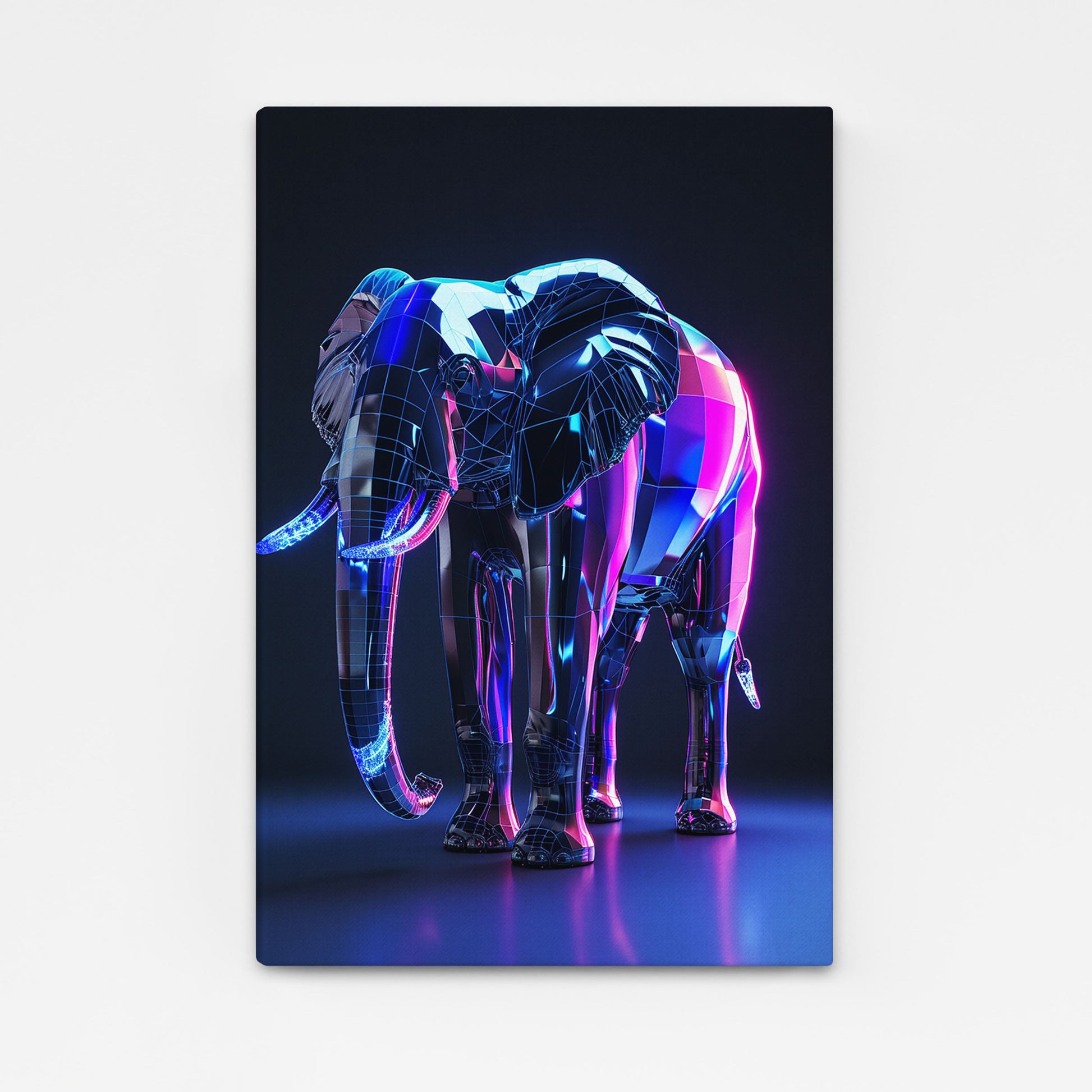 Neon Cyber Elephant Art
