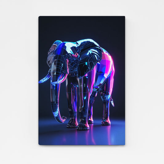 Neon Cyber Elephant Art