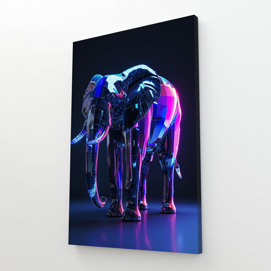 Neon Cyber Elephant Art