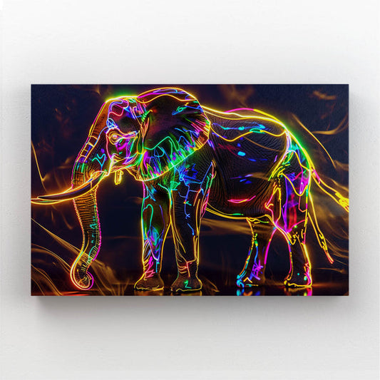 Neon Glow Elephant Wall Art
