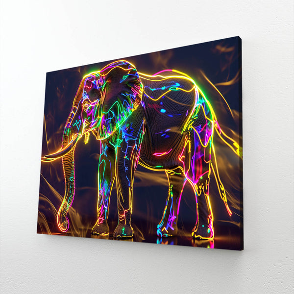 Neon Glow Elephant Wall Art
