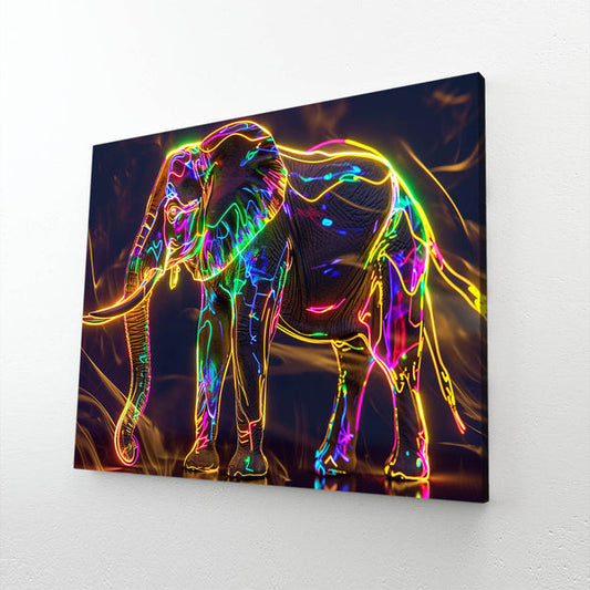 Neon Glow Elephant Wall Art