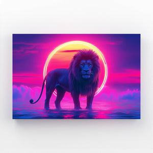 Neon Horizon Lion Wall Art