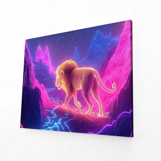 Neon Journey Lion Wall Art