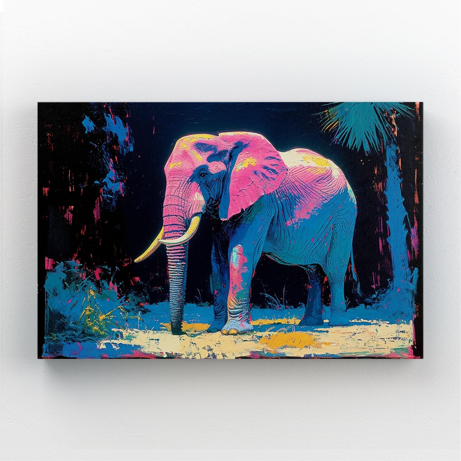 Neon Jungle Elephant Art