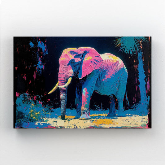 Neon Jungle Elephant Art