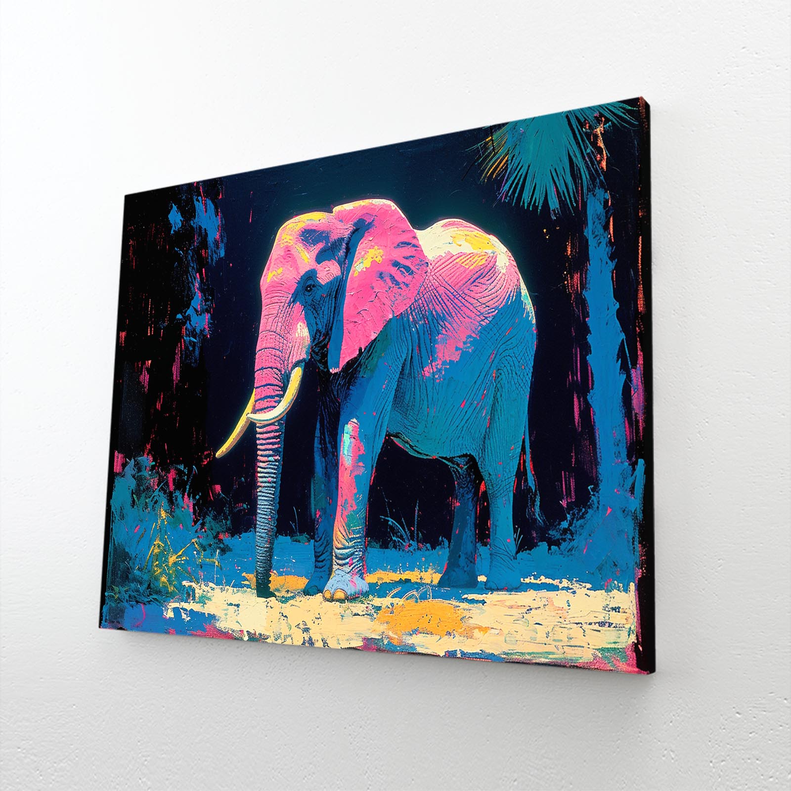 Neon Jungle Elephant Art