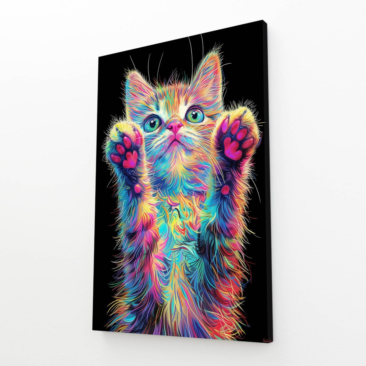 Neon Paws Cat Wall Art