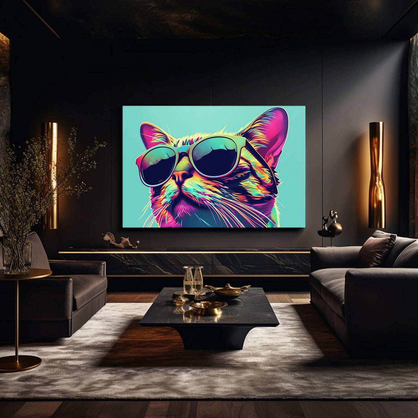 Neon Shades Cat Art