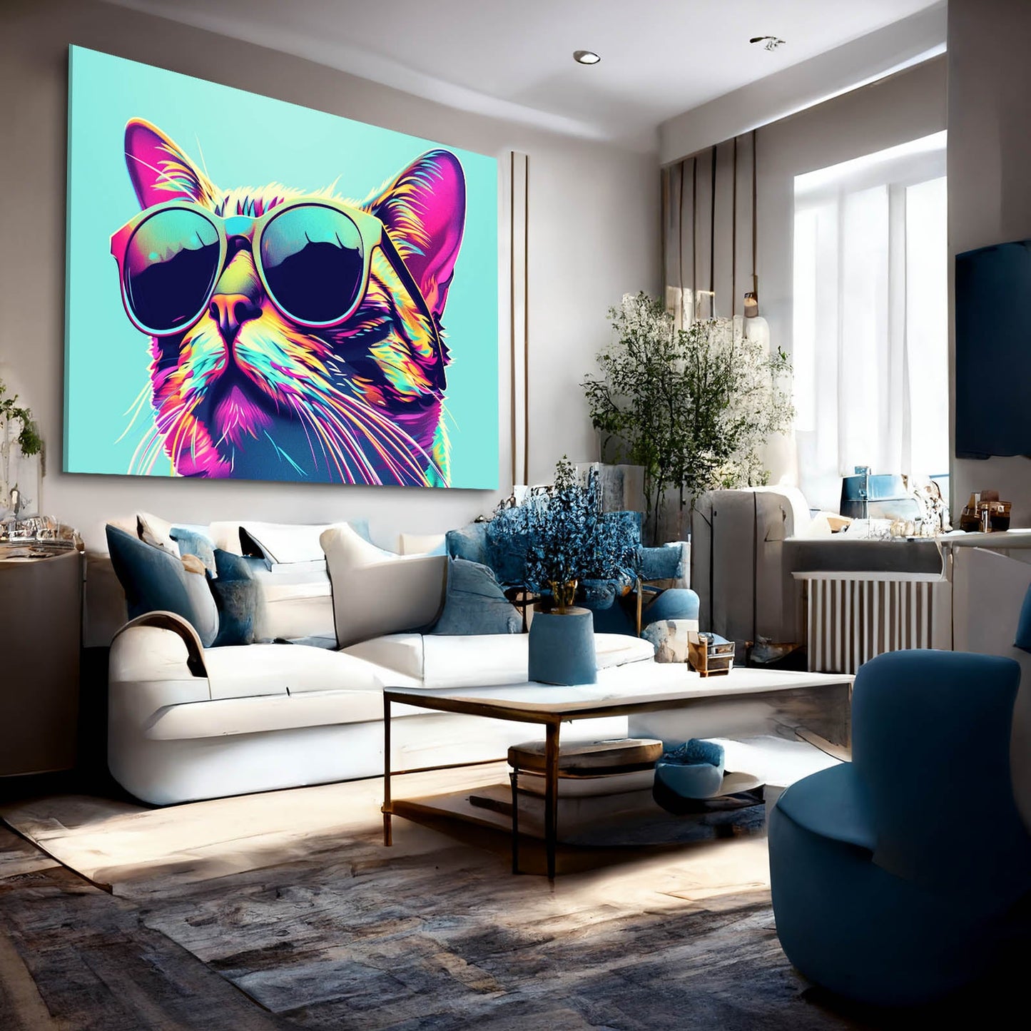 Neon Shades Cat Art