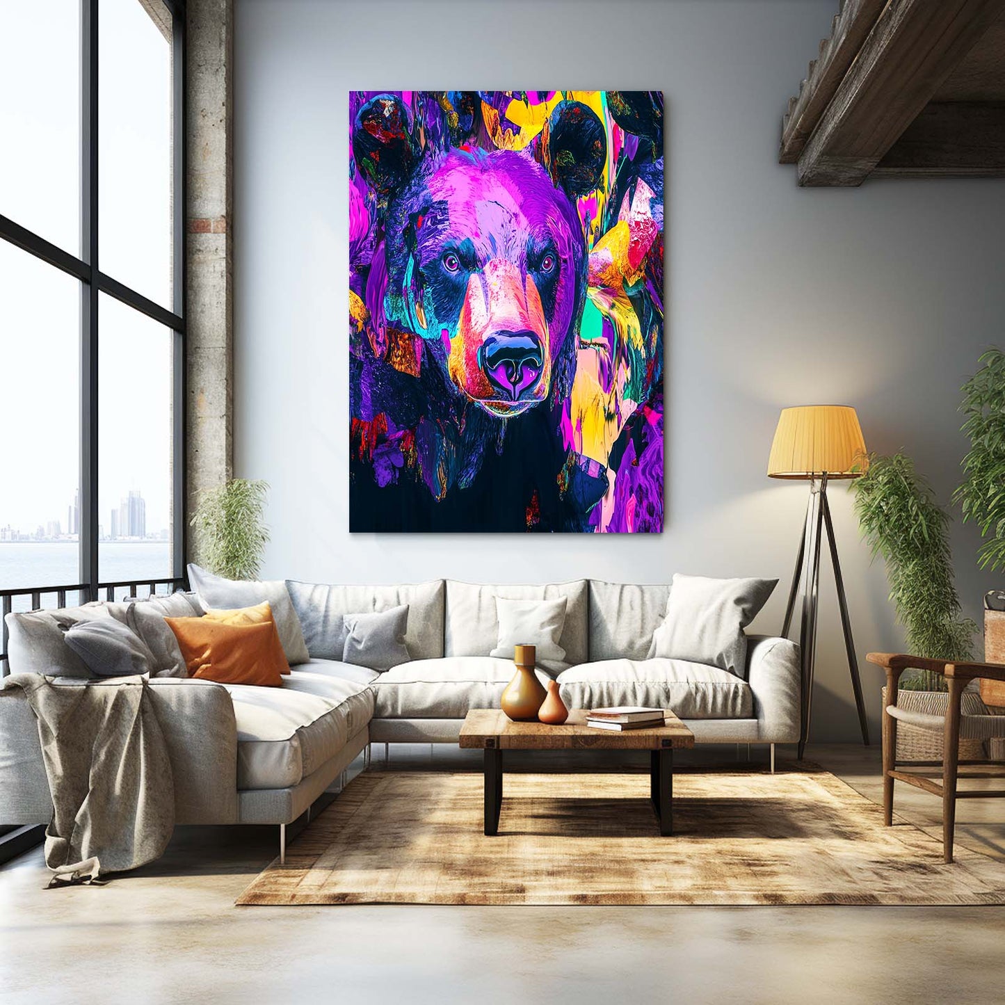 Neon Spirit Bear Art
