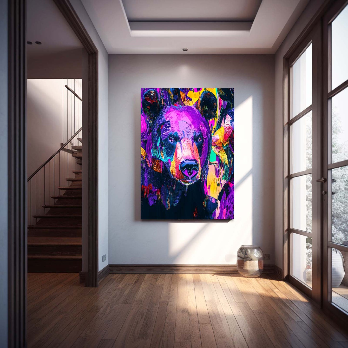 Neon Spirit Bear Art