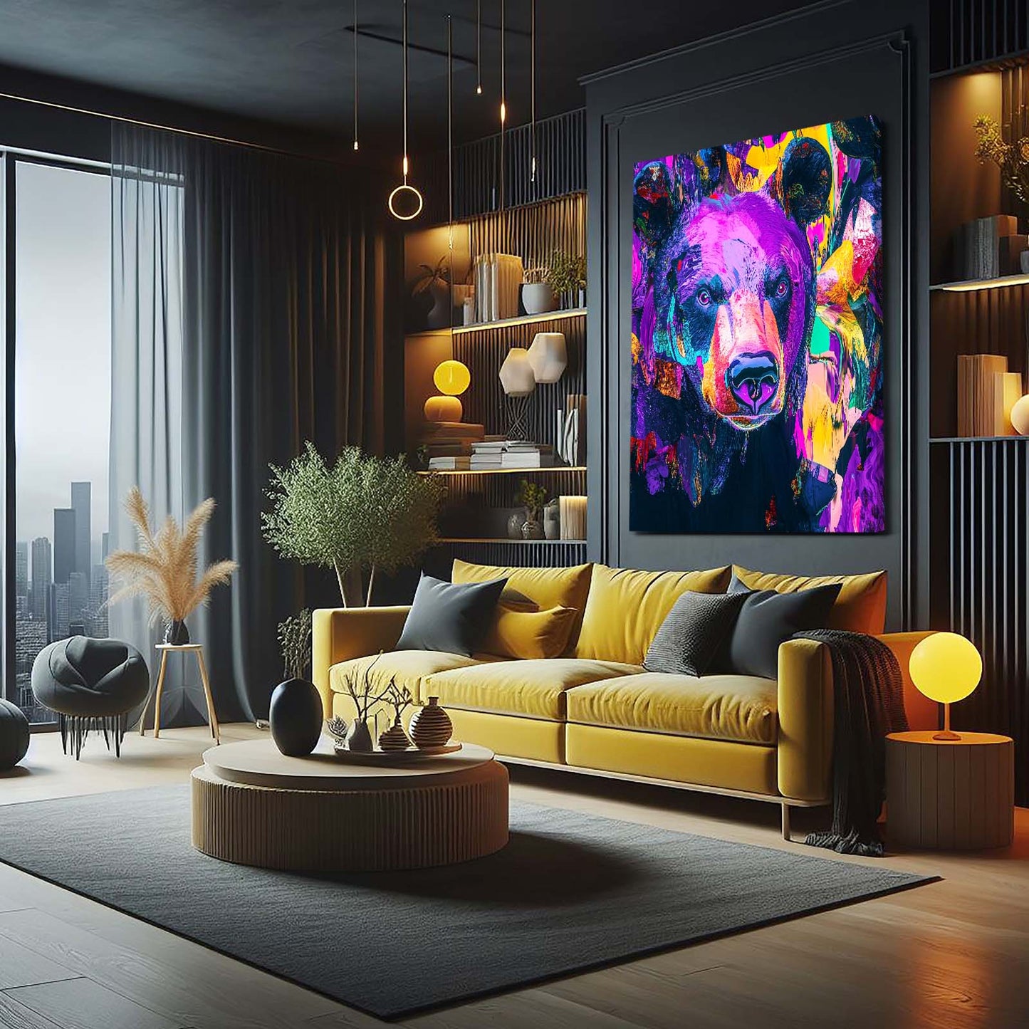 Neon Spirit Bear Art