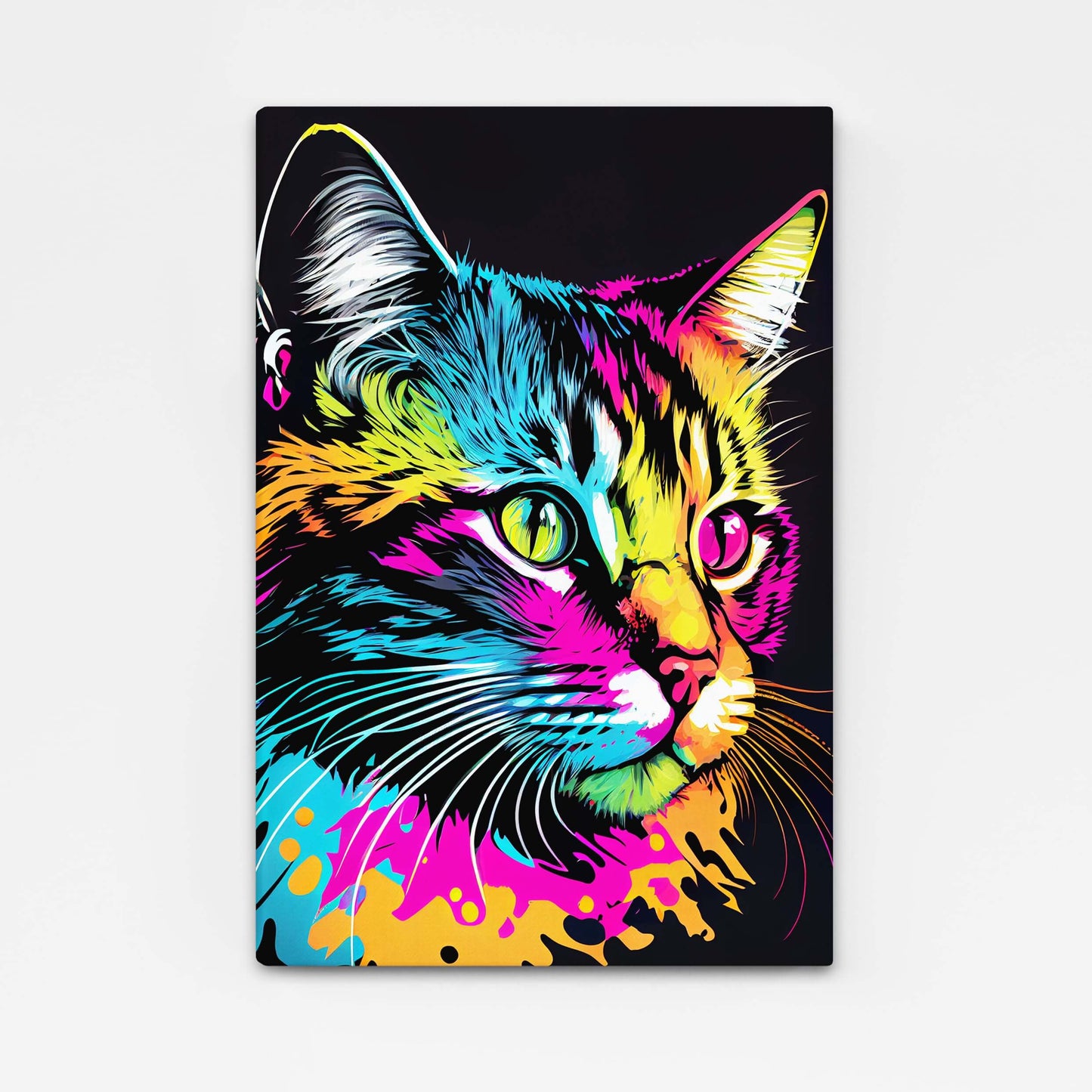 Neon Splash Cat Wall Art