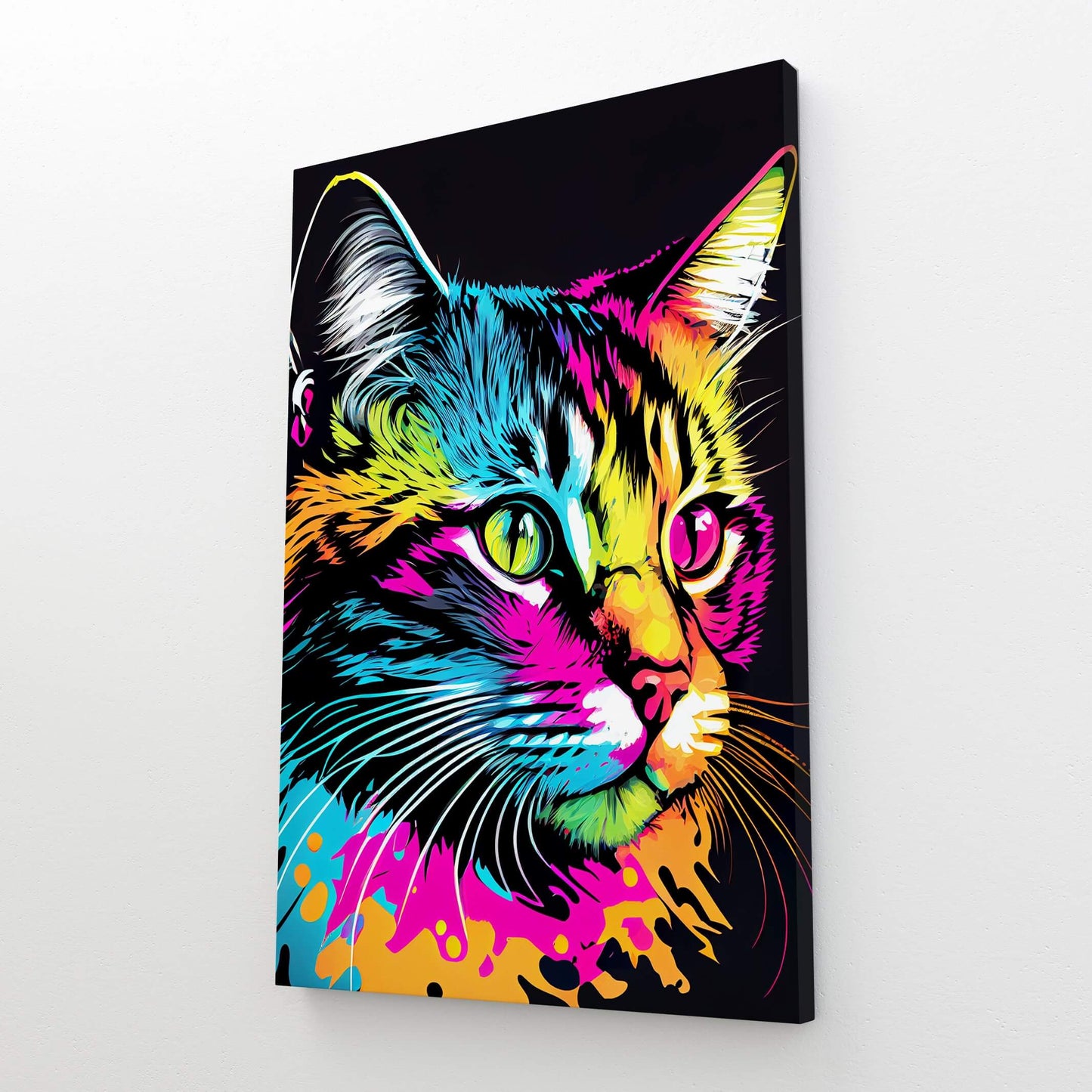 Neon Splash Cat Wall Art
