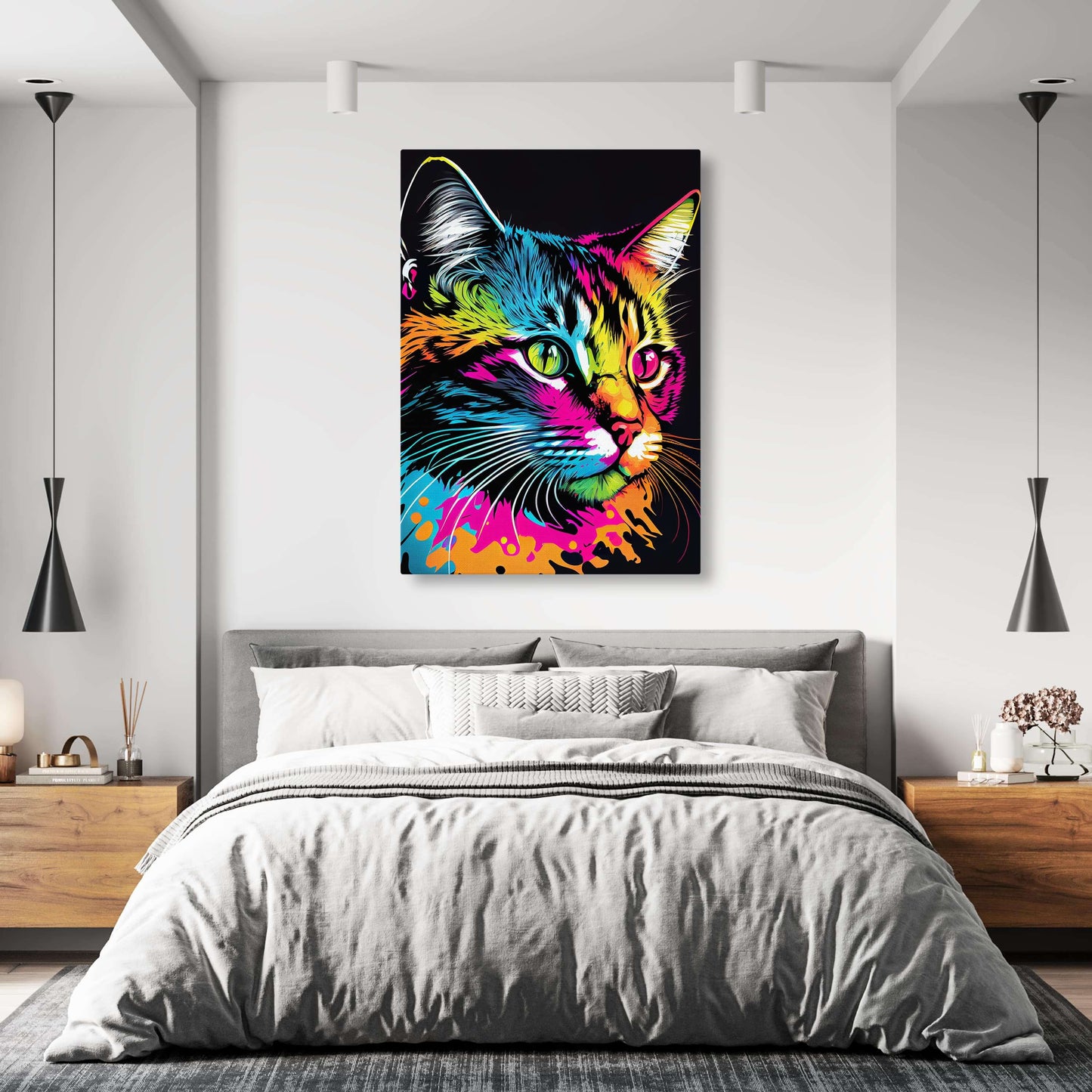Neon Splash Cat Wall Art