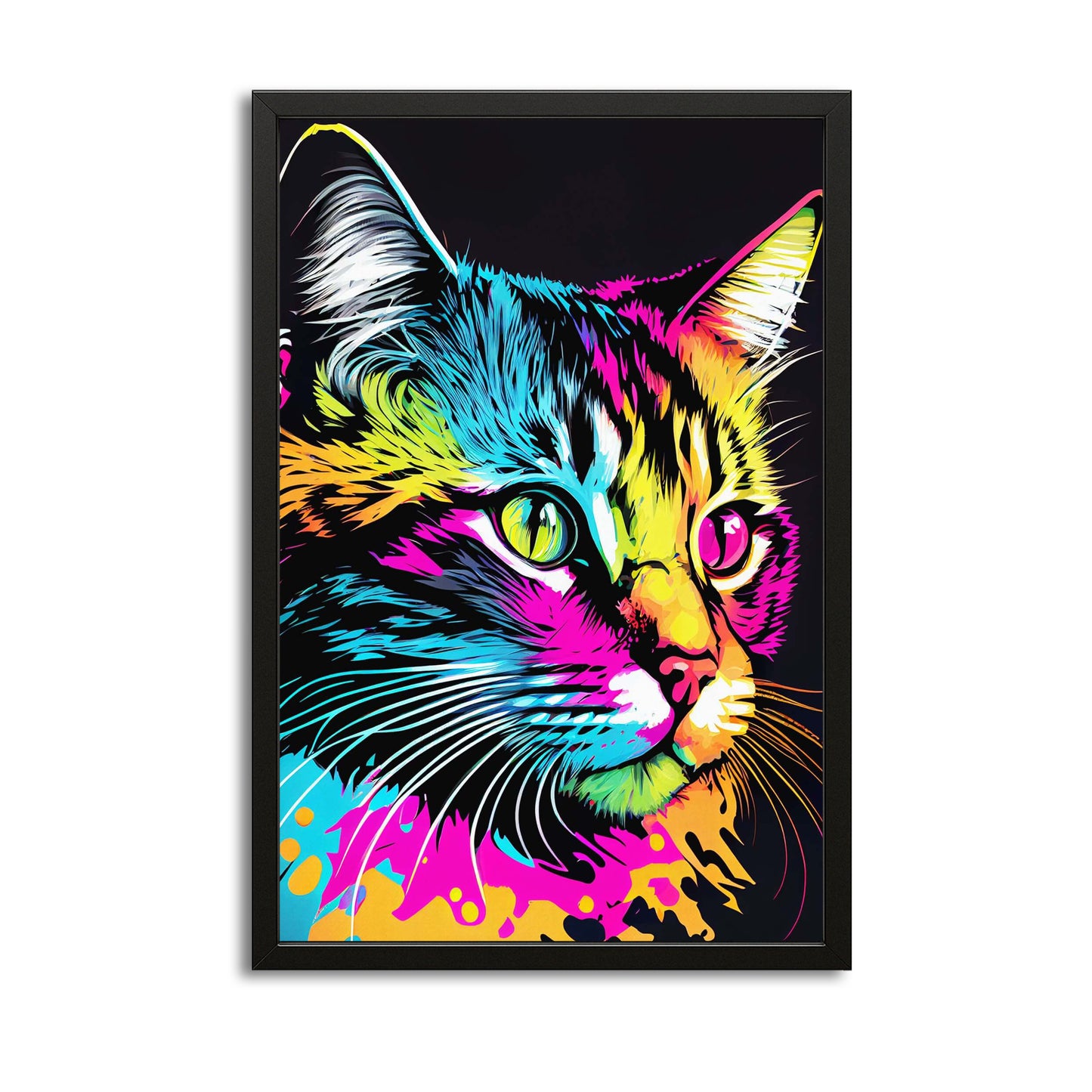 Neon Splash Cat Wall Art
