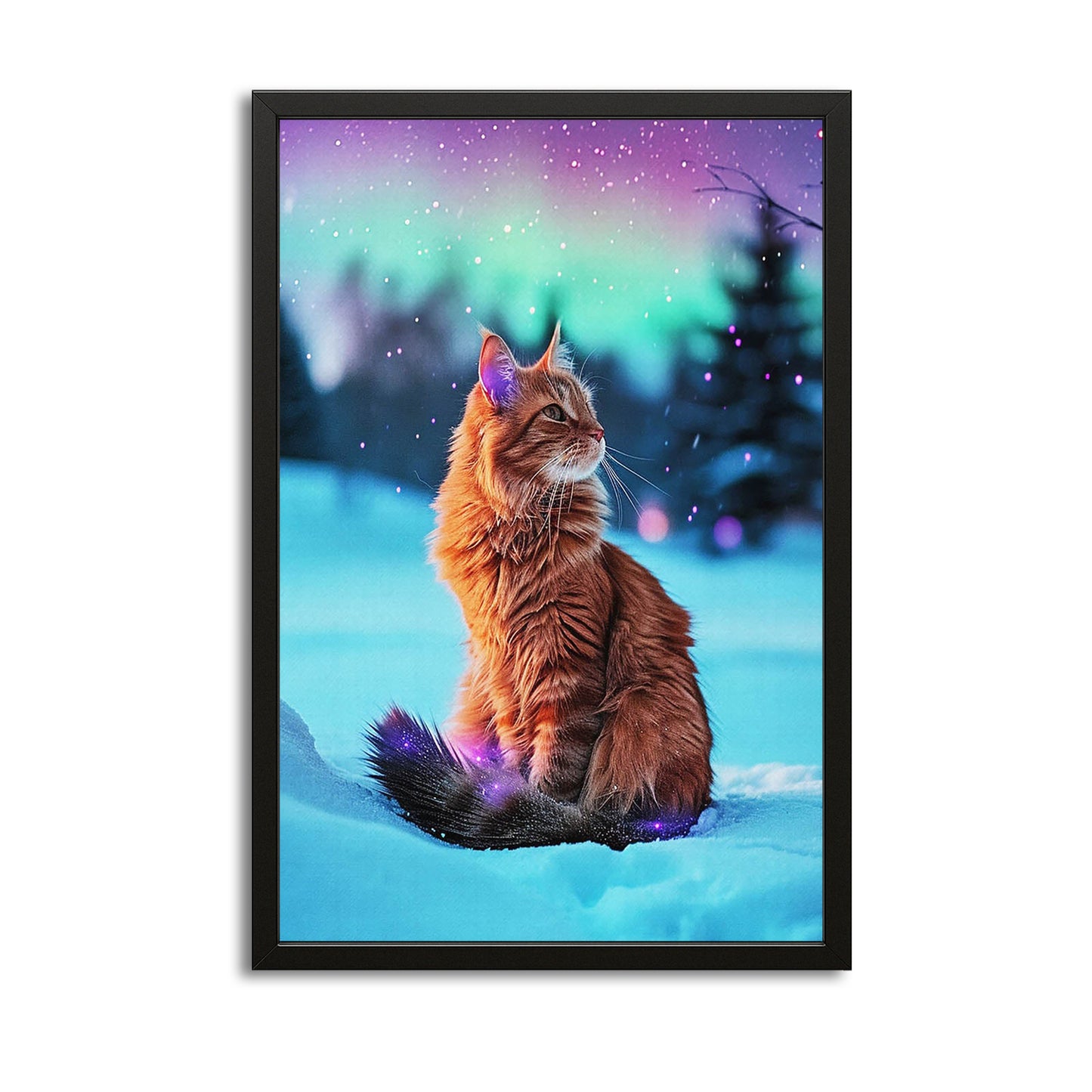 Northern Lights Cat Art